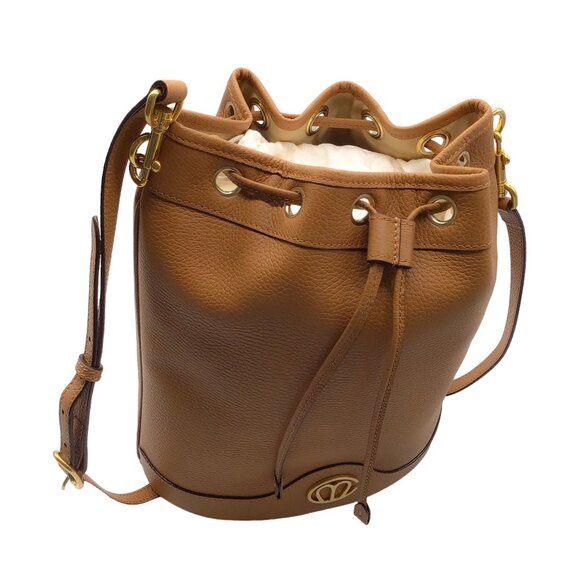 MARK CROSS TAN CALFSKIN LEATHER CHRISTY BUCKET BAG - Picture 5 of 8